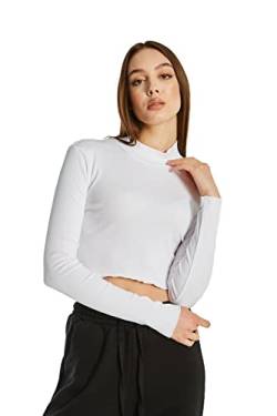 Young & Rich Damen Crop Top, Long Sleeve Mock Neck Basic Top, Tank Top, Summer and Winter Shirt, XS- XL von Young&Rich