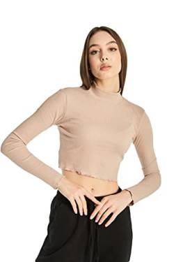 Young & Rich Damen Crop Top, Long Sleeve Mock Neck Basic Top, Tank Top, Summer and Winter Shirt, XS- XL von Young&Rich