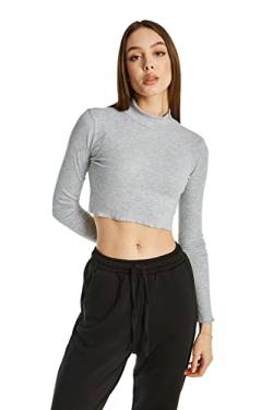 Young & Rich Damen Crop Top, Long Sleeve Mock Neck Basic Top, Tank Top, Summer and Winter Shirt, XS- XL von Young&Rich