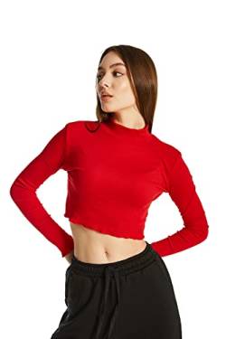 Young & Rich Damen Crop Top, Long Sleeve Mock Neck Basic Top, Tank Top, Summer and Winter Shirt, XS- XL von Young&Rich