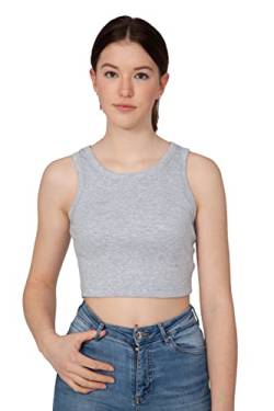 Young & Rich Damen Crop Top, Sleeveless Racerback Basic Top, Tank Top, Summer Shirt, XS- XL, Crewneck (M, Grau) von Young&Rich