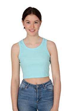 Young & Rich Damen Crop Top, Sleeveless Racerback Basic Top, Tank Top, Summer Shirt, XS- XL, Crewneck (S, Türkis) von Young&Rich