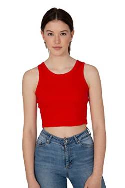 Young & Rich Damen Crop Top, Sleeveless Racerback Basic Top, Tank Top, Summer Shirt, XS- XL, Crewneck (XL, Rot) von Young&Rich