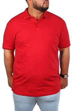 Young & Rich Herren Übergröße Polo Shirt einfarbig Uni Basic Big Size optimierte Moderne Passform, Grösse:3XL, Farbe:Rot von Young&Rich