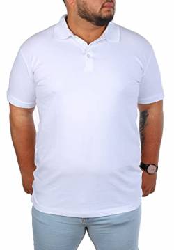 Young & Rich Herren Übergröße Polo Shirt einfarbig Uni Basic Big Size optimierte Moderne Passform, Grösse:7XL, Farbe:Weiß von Young&Rich