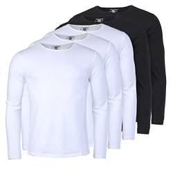 Young & Rich Herren Uni Longsleeve Basic Langarm T-Shirt Rundhals-Ausschnitt Slimfit mit Stretchanteilen (5er Pack), Grösse:L, Farbe:3X Weiß / 2X Schwarz (5er Pack) von Young&Rich