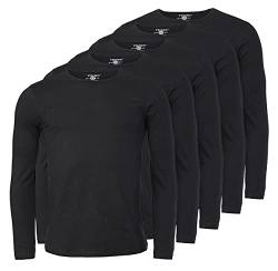 Young & Rich Herren Uni Longsleeve Basic Langarm T-Shirt Rundhals-Ausschnitt Slimfit mit Stretchanteilen (5er Pack), Grösse:S, Farbe:Schwarz (5er Pack) von Young&Rich