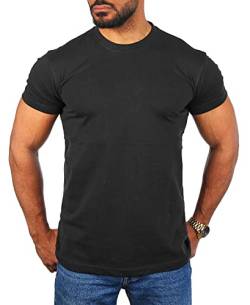 Young & Rich Herren Uni Rundhals T-Shirt Regular fit körperbetont einfarbig Basic 1001 Größe XS bis 9XL!, Grösse:8XL, Farbe:Schwarz von Young&Rich