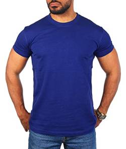 Young & Rich Herren Uni Rundhals T-Shirt Regular fit körperbetont einfarbig Basic 1001 Größe XS bis 9XL!, Grösse:XL, Farbe:Royalblau von Young&Rich