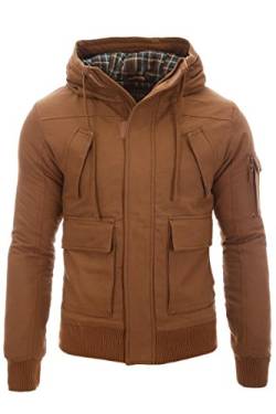 Young & Rich by Headline Warme Jacke Gefütterte Herren Winterjacke Kapuze Mantel, Braun, Gr. S von Young&Rich