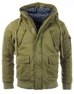 Young & Rich warme gefütterte Herren Winter Jacke Parka Mantel Winterjacke 4003, Grösse:L, Farbe:Khaki von Young&Rich