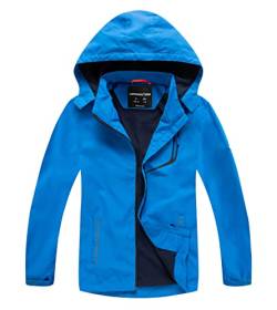 YoungSoul Kinder wasserdichte Regenjacke mit Abnehmbarer Kapuze Mädchen Jungen Übergangsjacke Gefütterte Outdoorjacke Blue DE: 116-122 (Herstellergröße 120) von YoungSoul