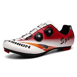 Fahrradschuhe Damen Herren MTB Rennrad Schuhe Specialized Atmungsaktiv Radschuhe Kompatibel mit SPD und Delta Stollen Rot 280 von Youngtie