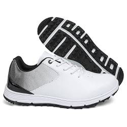 Herren-Golfschuhe, wasserdicht, leicht, Golfschuhe, spikeless Walking, Sport-Sneaker, weiß/schwarz, 42 2/3 EU von Youngtie