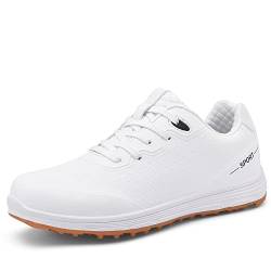 Herren Golfschuhe Outdoor Atmungsaktive wasserdichte rutschfeste verschleißfeste Gummisohle Golfschuhe Mesh Obermaterial Weiß EU 46 von Youngtie