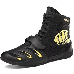 Youngtie Herren Boxschuhe Wrestling Schuhe Damen Fitness Training Pro Boxschuhe für Herren Schwarz EU 36 von Youngtie