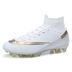 Youngtie Herren Fußballschuhe Spikes Outdoor Wettkampftraining Professionelle Sportschuhe Fußballschuhe Jungen Sportschuhe Weiß 235 von Youngtie