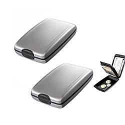 Aluminum Alloy Herren Geldbörse 2 Stücke, RFID Sichere EIN und Auszahlungen Geldbörse Kreditkartenetui, Sicherheit RFID Blocking Metall Brieftasche Kreditkartenhalter Kartenhülle Unisex (2PCS-Silber) von Youning