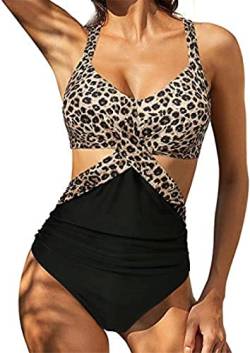 Youning Badeanzug Damen Bauchweg Einteiler Push Up Bademode Damen Neckholder Triangel V Ausschnitt Badeanzug Sexy Shape Badeanzüge Sommer Strandmode Swimsuits One Piece Monokini Schwimmanzug von Youning