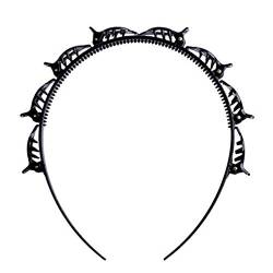 Youning Frisurenhilfe Haarreif mit Klammern, Unisex Metall Stirnband Haarbänder Haarreifen Haarnadeln Friseurbedarf, Haarbänder für Frauen,Stirnbänder Haarhalter Haarschmuck Haarband (Schwarz) von Youning