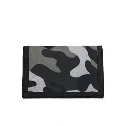 Youning Slim Geldbeutel Camouflage Geldbörse Kinder Kleines Portmonee Junge Mädchen Geldbörse mit Ketten Clip Reißverschluss Herren Dreifache Geldtasche Faltbare Wallet (Tarnfarbe Grau) von Youning