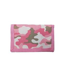 Youning Slim Geldbeutel Camouflage Geldbörse Kinder Kleines Portmonee Junge Mädchen Geldbörse mit Ketten Clip Reißverschluss Herren Dreifache Geldtasche Faltbare Wallet (Tarnfarbe Rosa) von Youning