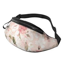 Bauchtasche mit Blumenmuster für Damen und Herren, modische Hüfttasche für Wandern, Laufen, Reisen, Schwarz , Einheitsgröße, Reise-Kleidersack von YoupO