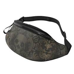 Gürteltasche mit Gothic-Tapete, Totenkopf, für Damen und Herren, modische Hüfttasche, Crossbody-Bauchtaschen für Wandern, Laufen, Reisen, Schwarz , Einheitsgröße, Reise-Kleidersack von YoupO