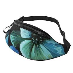 Hibiskus Blumen Muster Fanny Pack für Damen Herren Mode Taille Pack Crossbody Bauchtaschen für Wandern Laufen Reisen Hüfttasche, Schwarz , Einheitsgröße, Reise-Kleidersack von YoupO