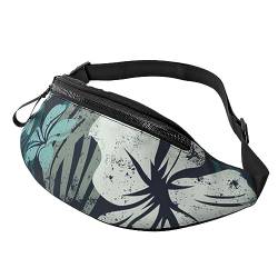 Hibiskus Blumen Muster Fanny Pack für Damen Herren Mode Taille Pack Crossbody Bauchtaschen für Wandern Laufen Reisen Hüfttasche, Schwarz , Einheitsgröße, Reise-Kleidersack von YoupO