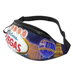 Las Vegas Night City Bauchtasche für Damen und Herren, modische Hüfttasche, Crossbody-Bauchtaschen für Wandern, Laufen, Reisen, Schwarz , Einheitsgröße, Reise-Kleidersack von YoupO