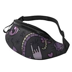 Lila Schwarz Goth Gruselige Bauchtasche für Damen Herren Mode Hüfttasche Crossbody Bauchtaschen für Wandern Laufen Reisen Hüfttasche, Schwarz , Einheitsgröße, Reise-Kleidersack von YoupO