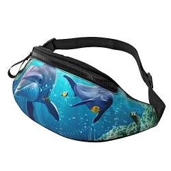 Ocean Underwater Delphin Fish Fanny Pack for Women Men Fashion Waist Pack Crossbody Bum Bags for Hiking Running Travel Waist Bag, Schwarz , Einheitsgröße, Reise-Kleidersack von YoupO