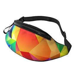 Rainbow Geometric Fanny Pack for Women Men Fashion Waist Pack Crossbody Bum Bags for Hiking Running Travel Waist Bag, Schwarz , Einheitsgröße, Reise-Kleidersack von YoupO