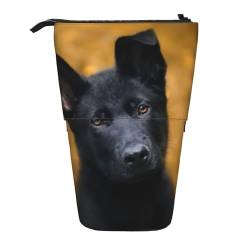 Schwarzer Deutscher Schäferhund Teleskop Federmäppchen Bleistifthalter für Büro Stehender Bleistifthalter Pop Up Bleistift Tasche Stift Tasche Box Schreibwaren Organizer Box für Arbeit, Schwarz , von YoupO