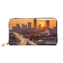 YoupO Atlanta City Sunset Landscape Wallet for Women Leather Purse with Zipper Coin Pockets Fashion Handbag Bag, Schwarz , Einheitsgröße von YoupO