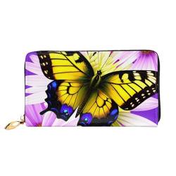 YoupO Frühling Schmetterling und Blume Geldbörse für Frauen Leder Geldbörse mit Reißverschluss Münztaschen Mode Handtasche Tasche, Schwarz , Einheitsgröße von YoupO