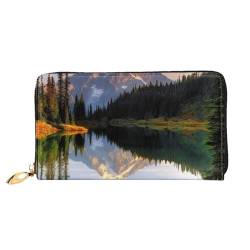 YoupO Mountain and Lake Pictures Wallet for Women Leather Purse with Zipper Coin Pockets Fashion Handbag Bag, Schwarz , Einheitsgröße von YoupO