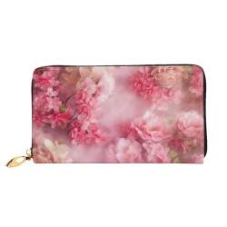 YoupO Pink Floral Flowers Wallet for Women Leather Purse with Zipper Coin Pockets Fashion Handbag Bag, Schwarz , Einheitsgröße von YoupO