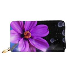 YoupO Purple flower2 Geldbörse für Frauen Leder Geldbörse mit Reißverschluss Münztaschen Mode Handtasche Tasche, Schwarz , Einheitsgröße von YoupO