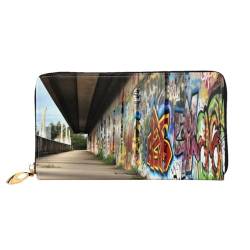 YoupO Roadside Graffiti Wall Wallet for Women Leather Purse with Zipper Coin Pockets Fashion Handbag Bag, Schwarz , Einheitsgröße von YoupO