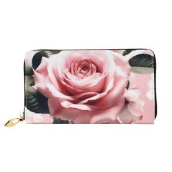 YoupO Rosa Floral3 Geldbörse für Frauen Leder Geldbörse mit Reißverschluss Münztaschen Mode Handtasche Tasche, Schwarz , Einheitsgröße von YoupO
