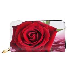 YoupO Rose Red Wallet for Women Leather Purse with Zipper Coin Pockets Fashion Handbag Bag, Schwarz , Einheitsgröße von YoupO
