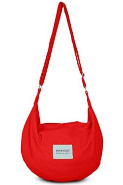 YOUR COSY Damen Sling Umhängetaschen Große Schulter Shopping Hobo Bag Handtasche Top Zip Bags Handmade Messenger Bag (Rot) von Your Cozy