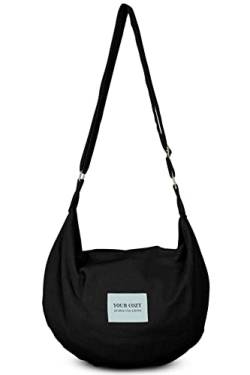 YOUR COSY Damen Sling Umhängetaschen Große Schulter Shopping Hobo Bag Handtasche Top Zip Bags Handmade Messenger Bag (Schwarz) von Your Cozy