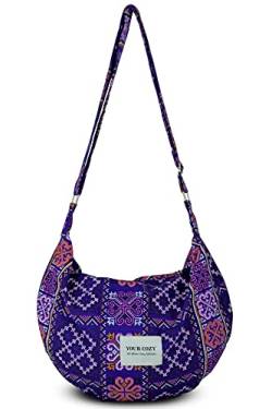 YOUR COSY Damen Sling Umhängetaschen Große Schulter Shopping Hobo Bag Handtasche Top Zip Bags Handmade Messenger Bag (Tribe_Blue) von Your Cozy