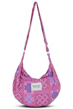 YOUR COSY Damen Sling Umhängetaschen Große Schulter Shopping Hobo Bag Handtasche Top Zip Bags Handmade Messenger Bag (Tribe_Pink) von Your Cozy