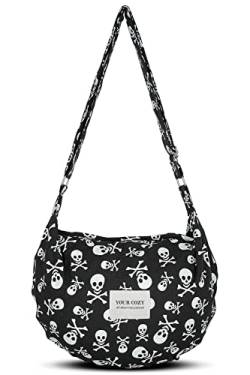 YOUR COSY Damen Sling Umhängetaschen Große Schulter Shopping Hobo Bag Handtasche Top Zip Bags Handmade Messenger Bag (White Skull) von Your Cozy