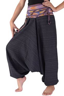 Haremshose für Damen und Herren Boho Pants Schwarz Traditioneller Loose Harem 100% Baumwolle (Charcoal 3XL) von Your Cozy