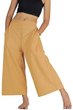 Your Cozy Damen Palazzo Casual Lose Elastische Taille Baumwollhose Weites Bein Hose Weich und Bequem (Red Sand_L) von Your Cozy